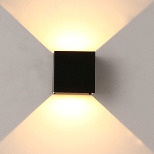 ETiME LED Wandleuchte Außen Wandlampe Wasserdicht Abstrahlwinkel Einstellbar IP65 Wandbeleuchtung Warmweiß (Schwarz 7W)