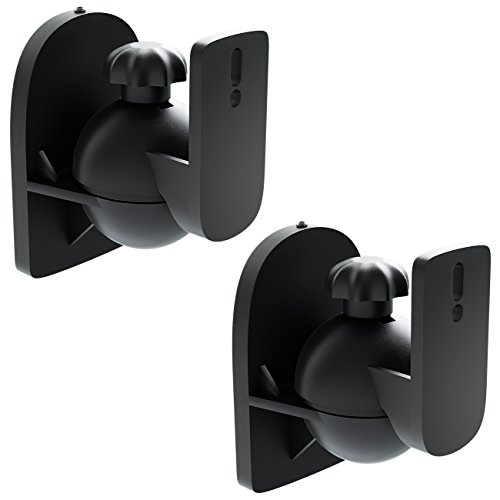 [SET 4 Stück] deleyCON Universal Lautsprecher Wandhalterung Halterung Boxen Halter Schwenkbar + Neigbar bis 3,5Kg Deckenmontage + Wandmontage - Schwarz