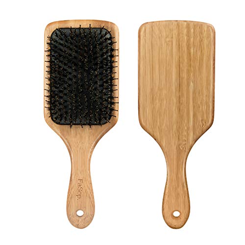 Antistatische Wildschweinborsten Paddle Haarbürste, FaSop. Professionelle Bambus Stylingbürste zur Haarentwirrung und Detangling, geeignet für dickes und langes, glattes und lockiges Haar