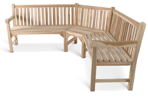 SAM Gartenbank, Eckbank, Sitzbank aus Teak-Holz 210 x 210 cm, Massivholz, für 6 Personen, für Balkon, Terrasse oder Garten [521311]