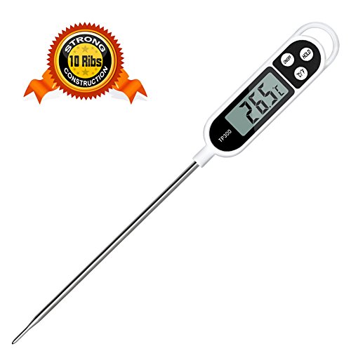 Digitale Küchenthermometer, Nasharia Haushaltsthermometer Kochthermometer mit langer Sonde, Sofort Lesbar LCD-Bildschirm, Korrosionsschutz Ideales Haushaltsthermometer für Küche Kochen