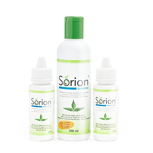 Sorion Shampoo und Sorion Head Fluid Set - Hautpflege auch bei Schuppenflechte und Neurodermitis mit Kokosöl, Neem und Kurkuma