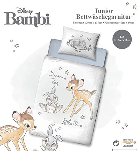 BAMBI Babybettwäsche  Kinderbettwäsche für Mädchen & Jungen  Disney Bambi & Klopfer - 1 Kissenbezug 40x60 + 1 Bettbezug 100x135 cm