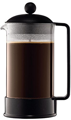 Bodum BRAZIL Kaffeebereiter (French Press System, Permanent Edelstahl-Filter, 1,0 liters) schwarz