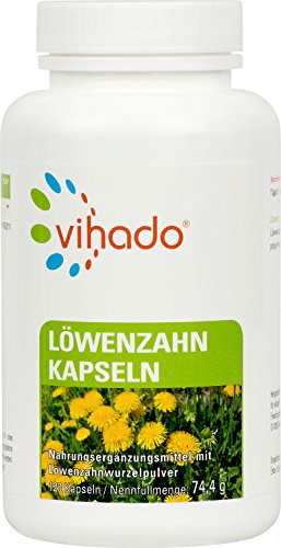 Vihado Löwenzahn-Wurzel Kapseln hochdosiert, Ohne Magnesiumstearat, 4 Monate Sparpaket, Made in Germany, 120 Kapseln
