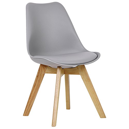WOLTU BH29gr-1 1 x Esszimmerstuhl 1 Stück Esszimmerstuhl Design Stuhl Küchenstuhl Holz Grau