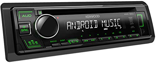 Kenwood KDC-130UG CD-Autoradio mit RDS (Hochleistungstuner, USB, AUX-Eingang, Android Control, Bass Boost, 4x50 Watt, Grün) Schwarz