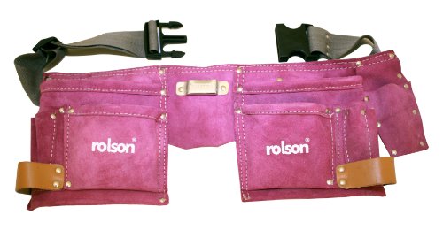 Rolson 68630 Werkzeuggürtel aus Leder mit zwei Taschen, Rosa
