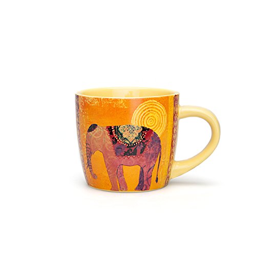 bodhi YogiMug Keramiktasse Elephantasy, Keramik-Tasse (orange-gelb) mit Design-Print, nicht nur für Yoga-Fans, Kaffeetasse, Teetasse, bunt