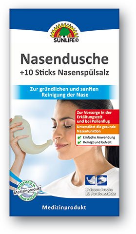 Sunlife 1 Nasendusche + 10 Sticks Nasenspülsalz