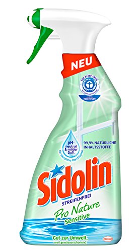 Sidolin Pro Nature Sensitive Glasreiniger Sprühflasche, 10er Pack (10 x 500 ml)