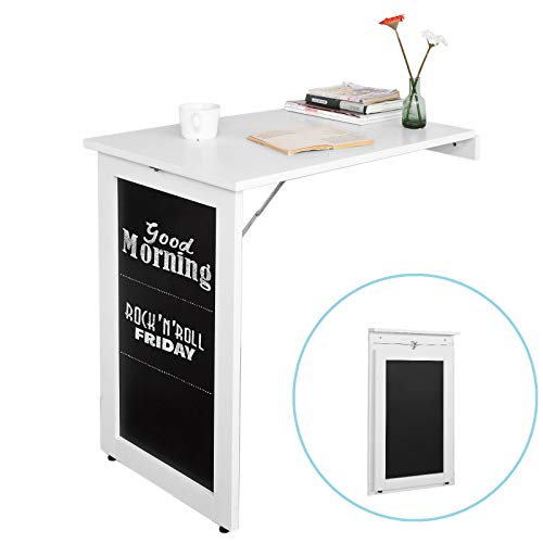 SoBuy FWT20-W Wandtisch in weiß mit Tafel Klapptisch Esstisch Küchentisch Memoboard BHT: 50x76x75cm