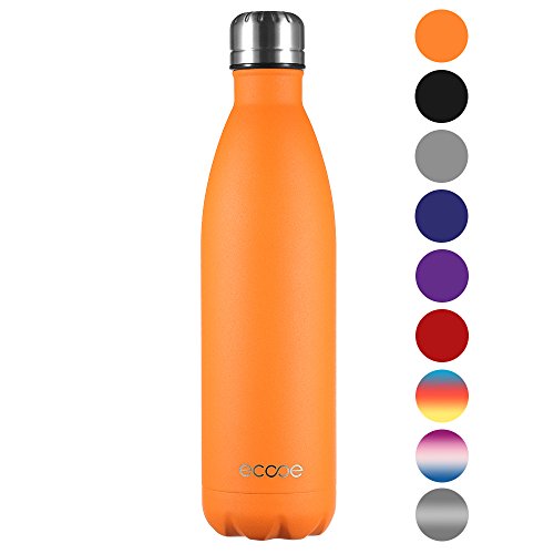 Ecooe Thermosflasche 750 ml doppelwandig Trinkflasche edelstahl Wasserflasche Vakuum Isolierflasche (Orange)
