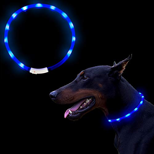 OIZEN Hunde Leuchthalsband LED Hundehalsband Leuchtband Leuchtschlauch Hundehalsband 70cm USB wiederaufladbar 3 Modus