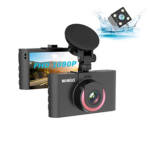 Dashcam, WiMiUS 1080P Full HD Autokamera vorne hinten, 170° Weitwinkelobjektiv, Loop-Aufnahme DVR Fahren Rekorder, mit WDR, Bewegungserkennung, Parkmonitoritor, Nachtsicht und G-Sensor