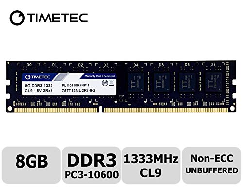 Timetec Hynix IC 8GB DDR3 1333MHz PC3-10600 Unbuffered Non-ECC 1.5V CL9 2Rx8 Dual Rank 240 Pin