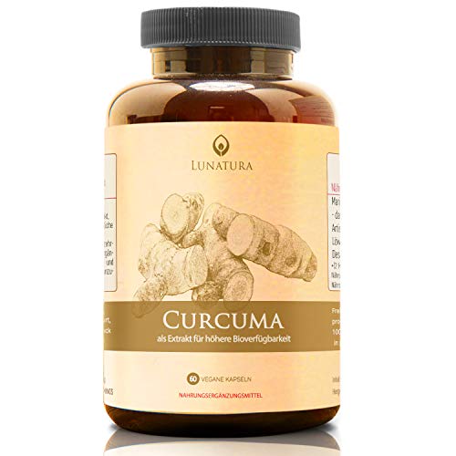 Curcuma Extrakt [Hochdosiert 1 Kapsel täglich mit 375 mg] - Kurkuma mit 95% Curcumin | analog zu 28.500mg Curcumin | OHNE Pfeffer | Höchste Bio Verfügbarkeit | aus Curcuma Longa Pulver (60 Kapseln)