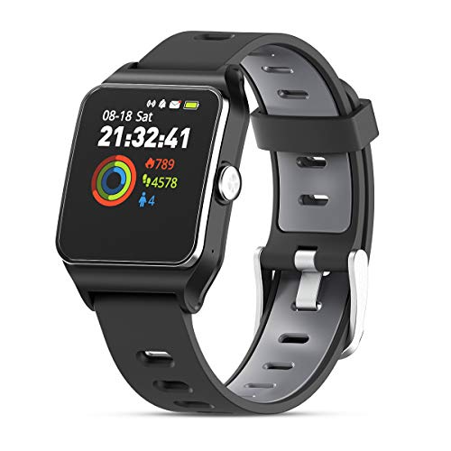 HolyHigh Smartwatch Fitness Tracker Sport Uhr Smart Watch mit IP68 Wasserdicht GPS Herzfrequenz Ermüden Monitor Schrittzähler Touchscreen für Kinder Damen Herren iOS Android
