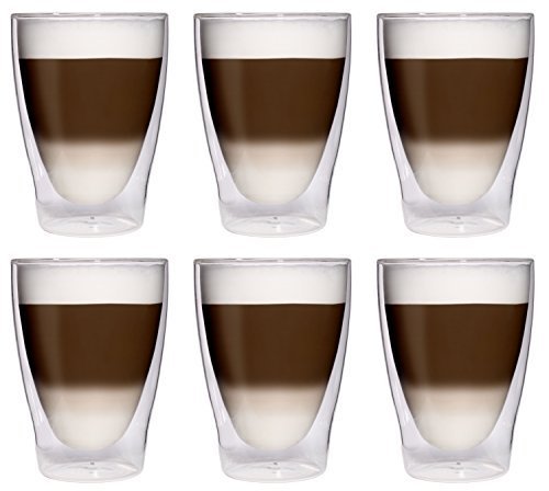 6x 280ml XL doppelwandige Latte Macchiato-Gläser / Cocktailgläser / Eistee-Gläser / Saft- und Wassergläser - 6x 280ml edle Thermogläser mit Schwebeeffekt von Feelino, 6x 280ml