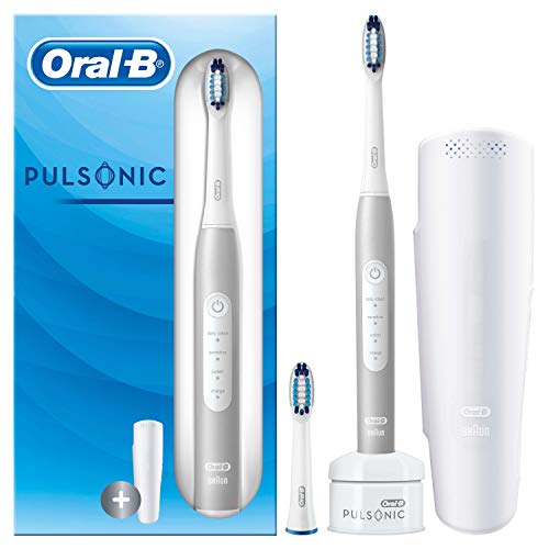 Oral-B Pulsonic Slim Luxe 4200 Elektrische Schallzahnbürste für gesünderes Zahnfleisch in 4 Wochen, mit Reise-Etui, Frustfreie Verpackung, platin