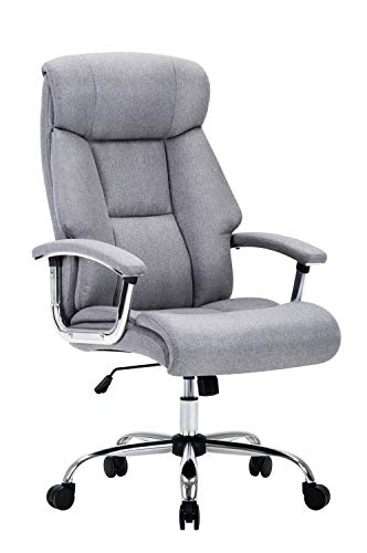 Amoiu Bürostuhl, ergonomischer Schreibtischstuhl Chefsessel mit gepolsterten Armlehnen und Kopfunterstützung,Höheverstellbar 360°Bürodrehstuhl Stoff Drehstuhl (Grau Stoff)