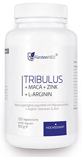 FürstenMED Tribulus + Arginin + Maca + Ashwaganda + Ginseng + Zink & Mehr - 120 Kapseln - Testosteron Booster, Muskelaufbau & Libido