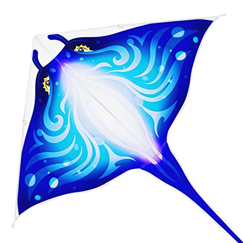 Mint's Colorful Life Devil Fish Drachen für Kinder und Erwachsene, Delta-Drachen einleiner groß, Flugdrachen (Blau)