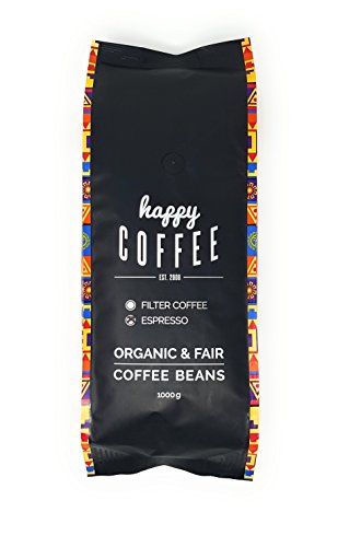HAPPY COFFEE Bio Espresso Bohnen 1kg | Fairtrade Arabica Kaffee-Bohnen direkt aus Mexiko | Schonend geröstet in Hamburg | Perfekt für Kaffeeautomat, Espressomaschine und Siebhalter