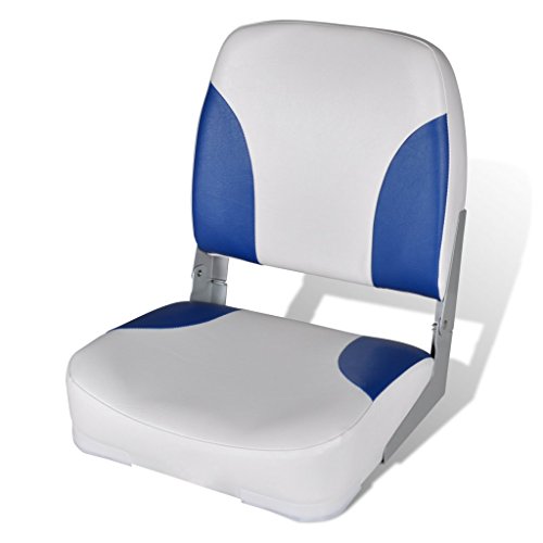 Festnight Bootssitz Steuerstuhl Anglerstuhl Klappstuhl UV-beständig 41x36x48cm für Fischen Sonnenbad - Blau / weiß