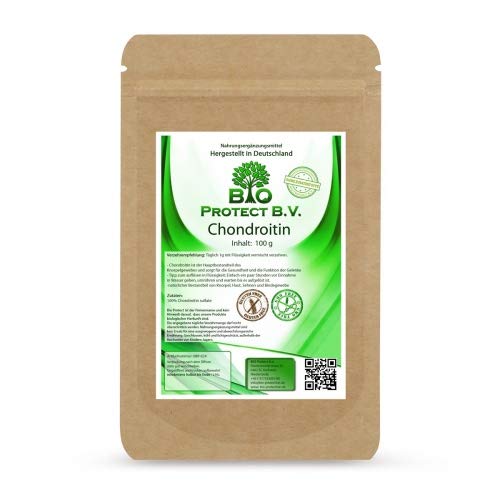 Chondroitin Pulver 100g im Beutel - Einführungspreis - 100% ohne Füll- und Zusatzstoffe - Chondroitinsulfat in Premiumqualität von Bio Protect BV immer ohne Magnesiumstearate