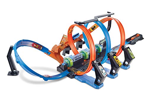 Hot Wheels FTB65 - Action Korkenzieher Crash Trackset, Auto Rennbahn mit 3 Loopings und Beschleuniger für Spielzeugautos, Spielzeug ab 5 Jahren