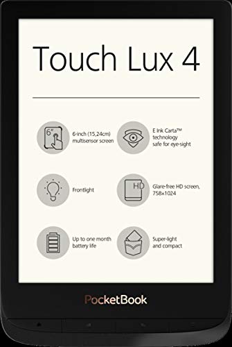 PocketBook e-Book Reader 'Touch Lux 4' (8 GB Speicher; 15,24 cm (6 Zoll) E-Ink Carta Display; Wi-Fi) in Obsidian Black
