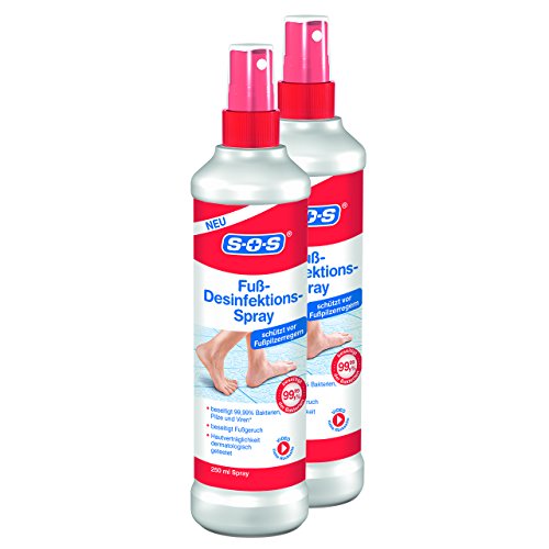 SOS Fuß-Desinfektions-Spray 250 ml (2er Pack) | schützt vor Fußpilzerregern | gegen Fußgeruch | Fußpilz Spray | hautverträglichkeit getestet | 2 x 250ml
