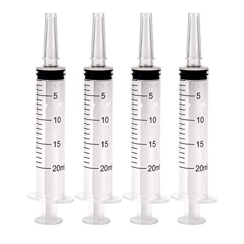 KINBOM 20ml Syringe, Spritze aus Kunststoff, steril ohne Nadel für wissenschaftliche Laborexperimente, Industrielle Nutzung,Dosieren, Messen, Tränken(4 Stck)