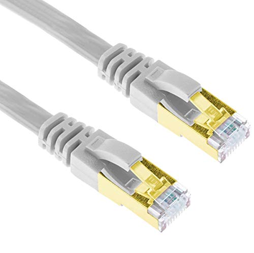 G-Shield 10m Cat7 Ethernet LAN Kabel 10 Gigabit 600MHz RJ45 Flachkabel - 10 Meter Grau