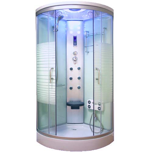 OimexGmbH Arielle Weiss LED Duschkabine 90 x 90 cm Komplettdusche mit Massagefunktion Armaturen Sicherheitsglas (ESG) Dusche