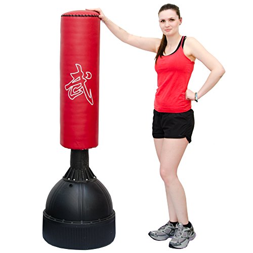 Standboxsack 160cm hoch Gefüllter Freistehender Boxsack für Erwachsene Boxpartner Tube Trainer Punching Bag Box Dummy Schwarz Rot