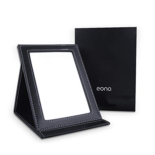 Amazon Marke: Eono Essentials Taschenspiegel Make up Spiegel Reise Klappspiegel mit Ständer für Handtasche ,  Groß