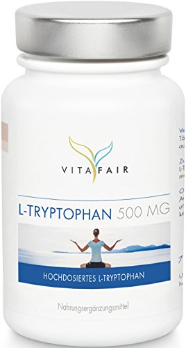 L-Tryptophan 500mg | Hochdosiert für den Schlaf | 120 Kapseln | Vegan | Ohne Magnesiumstearat | Made in Germany