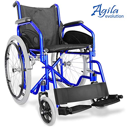 AIESI Klapprollstuhl leichter faltbarer selbstfahrender - Rollstuhl für ältere und behinderte menschen AGILA EVOLUTION  Ausziehbare armlehnen und fußstützen  Sicherheitsgurt  24 Monate Garantie