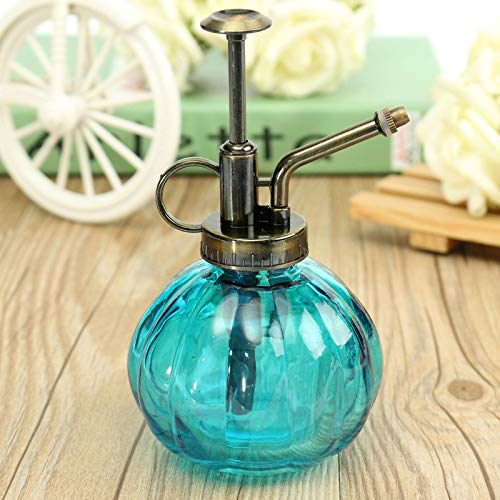 Wuudi Vintage Kleine Kürbis-Gießkanne Glasflasche Pflanznebel Flasche Gartenwerkzeug für Pflanzen Bonsai Blumen blau