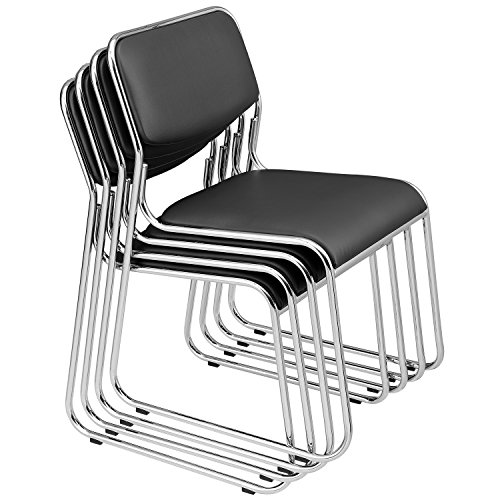 [Pro.Tec] 4X Besucherstühle (Schwarz - Gepolstert)(im Sparpaket) Konferenzstuhl/Stuhl / Bürostuhl/Stuhl / Wartezimmer - Stuhl