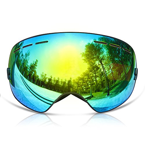 GANZTON Skibrille Snowboard Brille Doppel-Objektiv UV-Schutz Anti-Fog Skibrille Für Damen Und Herren Jungen Und Mädchen Schwarz