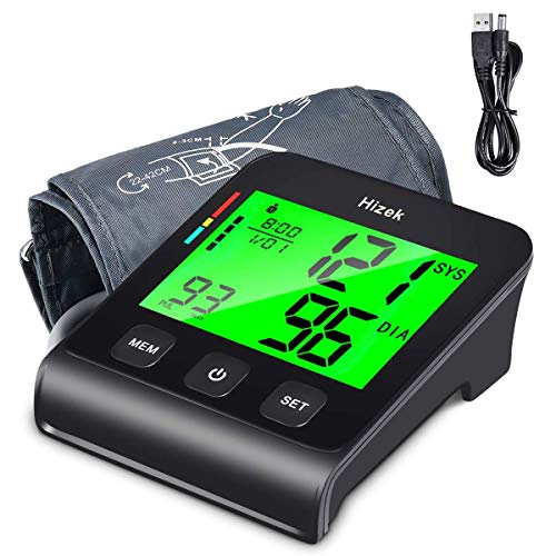 Oberarm Blutdruckmessgerät 4 Zoll Großbildschirm Hizek Digital Blutdruck Messgeräte mit Arrhythmie Erkennung, Speicherfunktion, Standard Manschette, Automatisch Blutdruckmessung