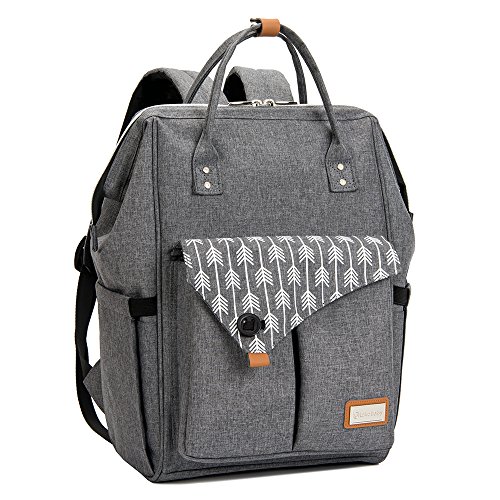 Baby Wickelrucksack Wickeltasche mit Wickelunterlage Multifunktional Große Kapazität Babytasche Reisetasche für Unterwegs, Grau
