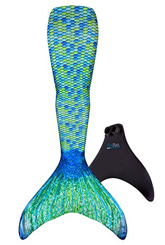 Fin Fun Mermaid Tail, Reinforced Tips, Monofin, Aussie Green, Size Child 10