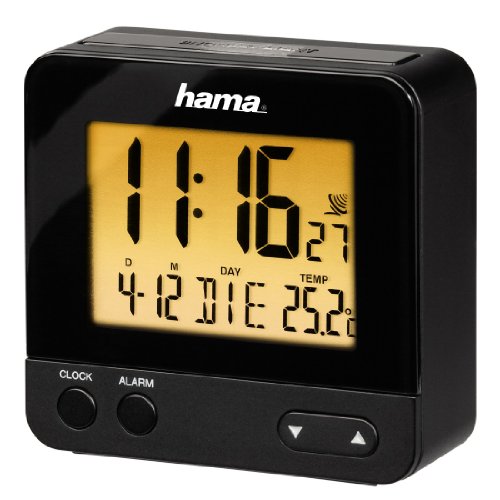 Hama Funk Wecker RC550 (sensorgesteuerte Nachtlichtfunktion, Schlummerfunktion, Temperatur- und Datumsanzeige) schwarz