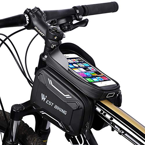 WESTGIRL Fahrrad Rahmentasche wasserdicht - Fahrradtasche Oberrohrtasche Handy Tasche geeignet für 6,2' Smartphone, Sensitive Touch-Screen, große Kapazitätstasche, vollständig wasserabweisendes