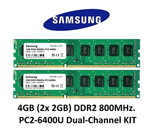 Samsung 4GB Dual-Channel KIT (2x 2GB) DDR2 800Mhz PC2-6400 240pin Desktop Arbeitsspeicher RAM Memory 3rd DIMM