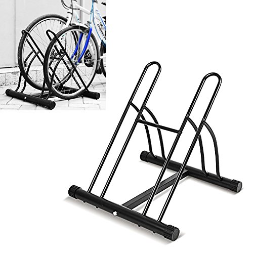 FEMOR Fahrradständer Bodenparker Fahrradparker für 2 Fahrräde Mehrfachständer Twin Bicycle Stand (Schwarz)